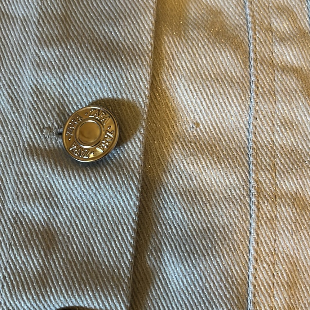 Zara denim cropped shiny top - Picture 7 of 8